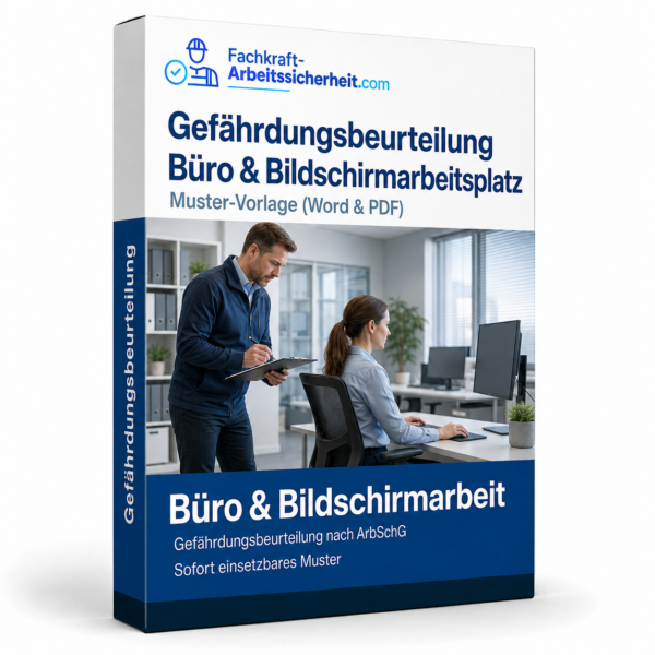 Gefährdungsbeurteilung Büro & Bildschirmarbeitsplatz, Muster und Vorlage für Word und PDF mit ergonomischer Büroprüfung.