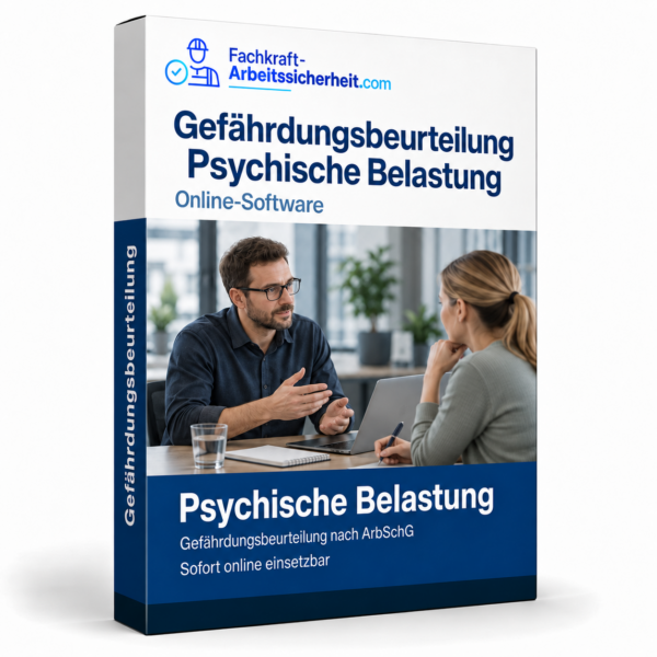 Gefährdungsbeurteilung Psychische Belastung als Online-Software mit professioneller Beratungsszene im Büro.